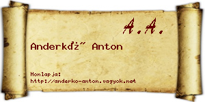 Anderkó Anton névjegykártya